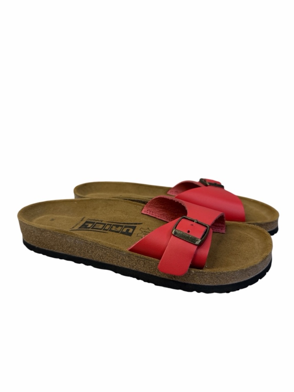URIEL WOMEN'S SANDAL ANATOMIC CORK LEATHER ONE STRAP Red size 8